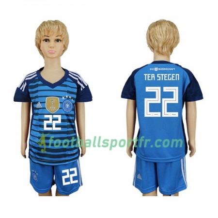 Tenue Allemagne Ter Stegen 22 Gardien Enfant Domicile Coupe du monde 2018 Maillot de Foot